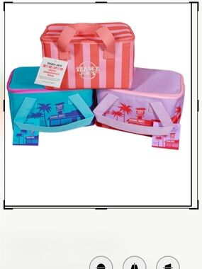 NWT Sets of 3 Trader Joe's Insulated Tote- Coral, Teal, Lavender